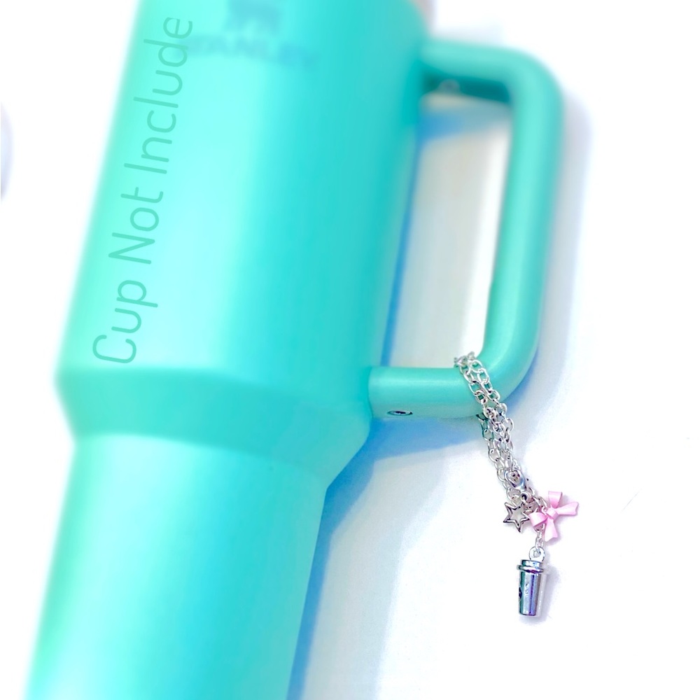 Stanley Cup Dangle Charm Accessory Latte & Pink Bow